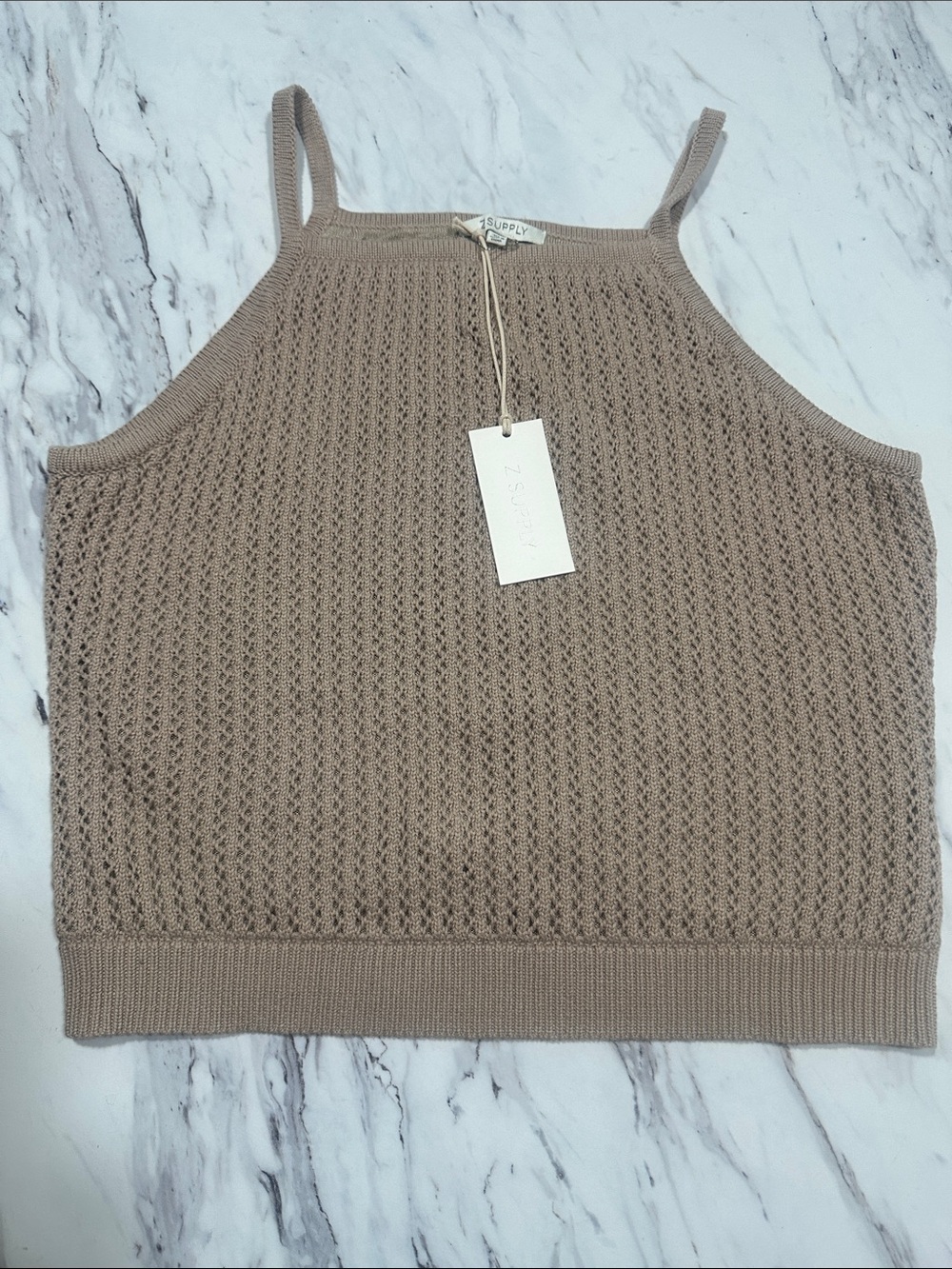 Z Supply Knit Cropped Tank in Taupe Beige
